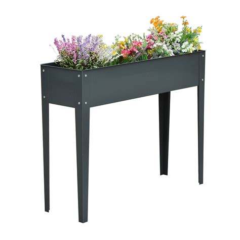 metal flower box|metal elevated planter box.